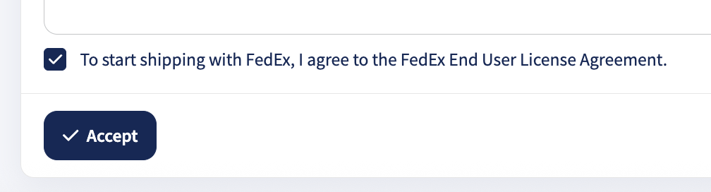 Accepting the FedEx End User License Agreement