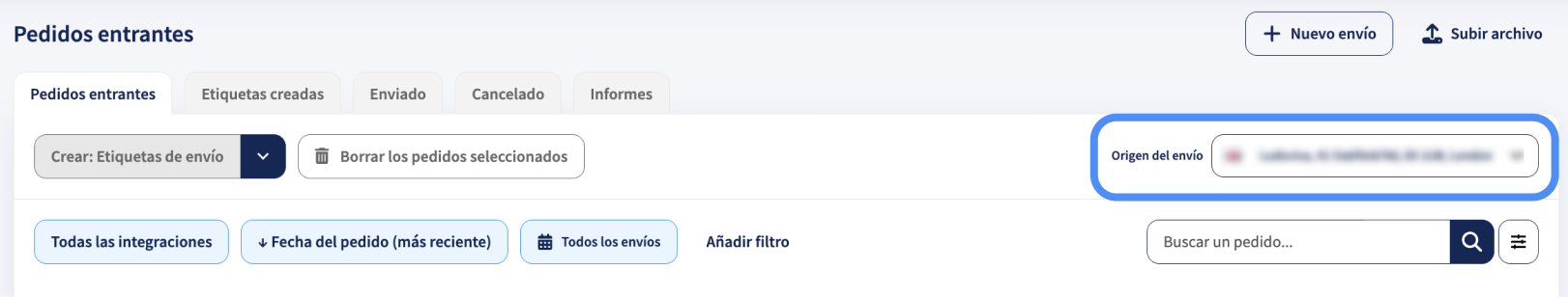 Selector de dirección del remitente (Enviar desde)