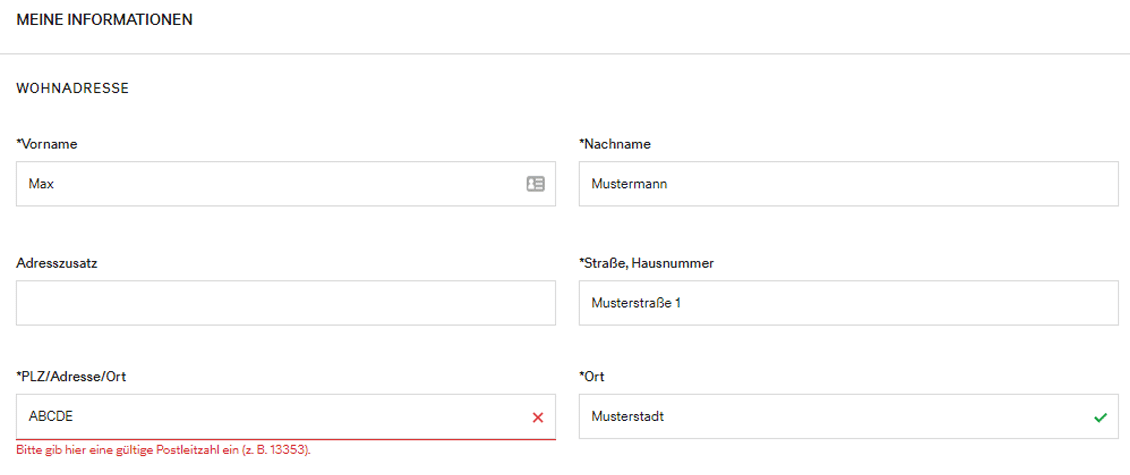 Checkout Prozess optimieren: H&M - Live-Validierung der eingegebenen Informationen und Daten