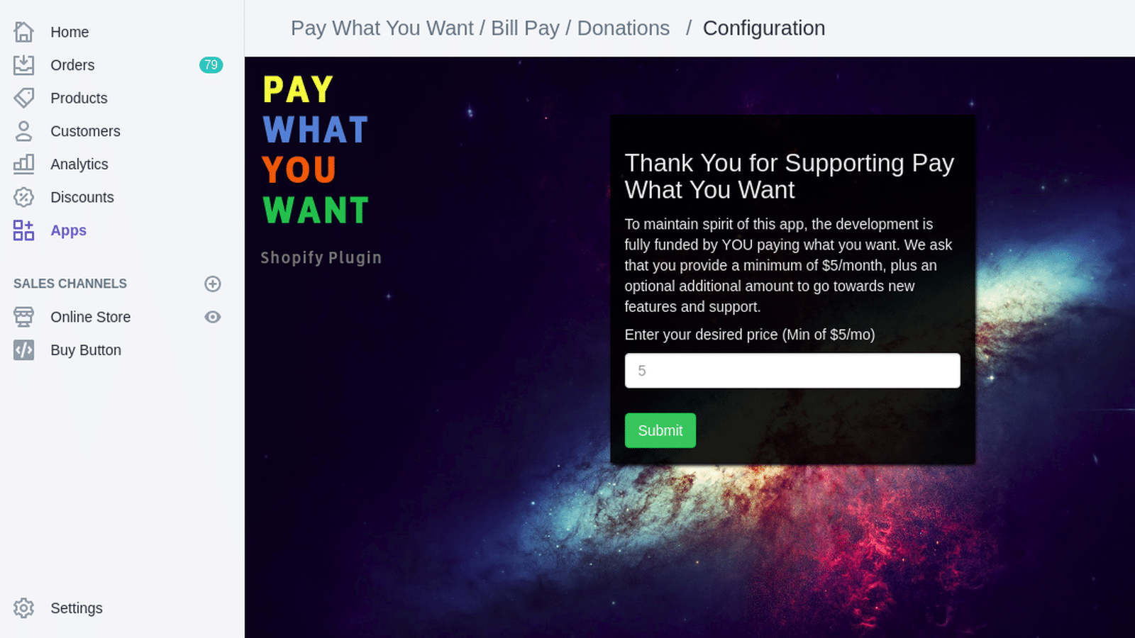 pay what you want shopify