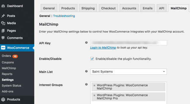 WooCommerce mailchimp plugin