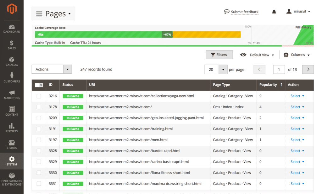 Full page cache magento
