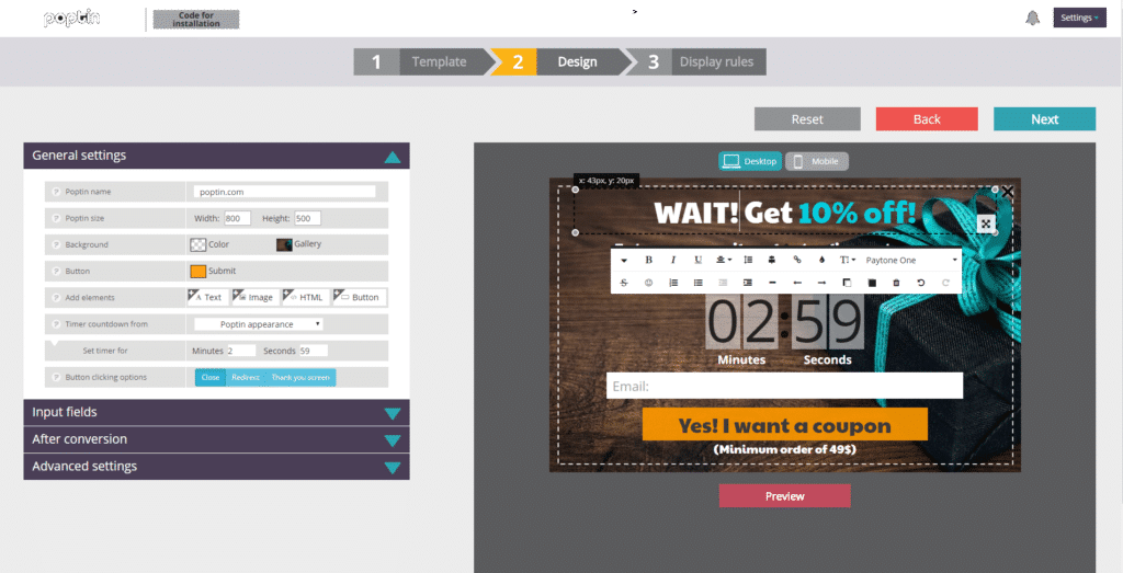 Poptin smart popups