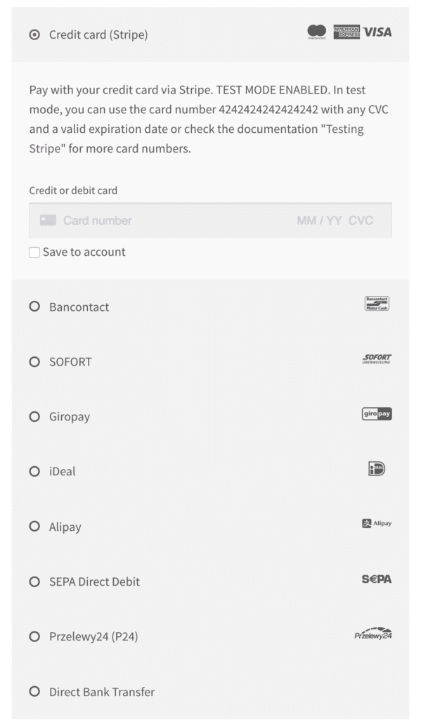 Stripe plugin per woocommerce
