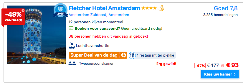 Voorbeeld booking.com social proof