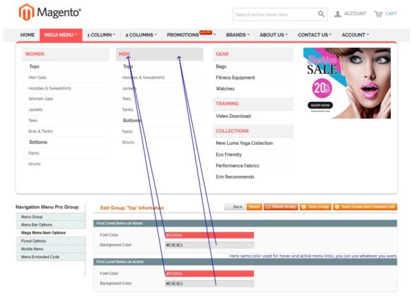 magento menu