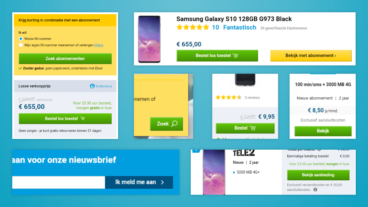CTA knoppen Belsimpel.nl