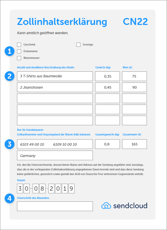 Zollinhaltserklärung CN22 oder CN23? Ausführliche Anleitung! | Sendcloud