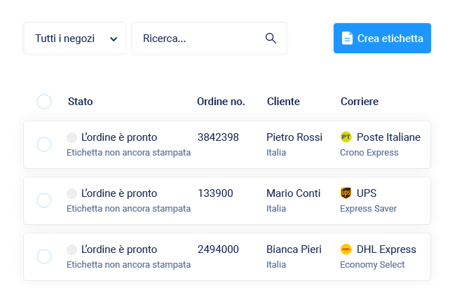 Risparmia tempo su ogni ordine
