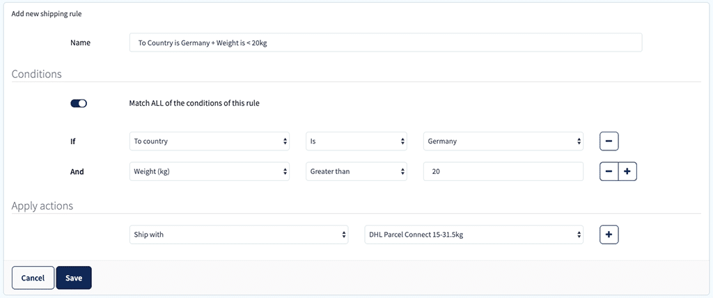 sendcloud shipping rules