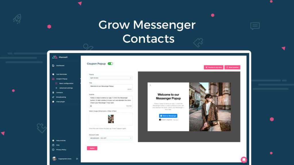 whatsapp facebook messenger shopify app