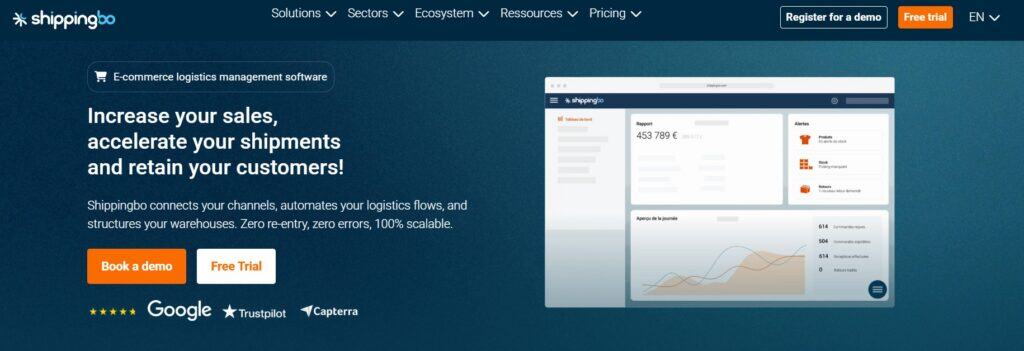 screenshot shippingbo homepage