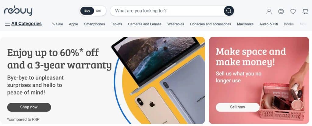 screenshot Rebuy homepage