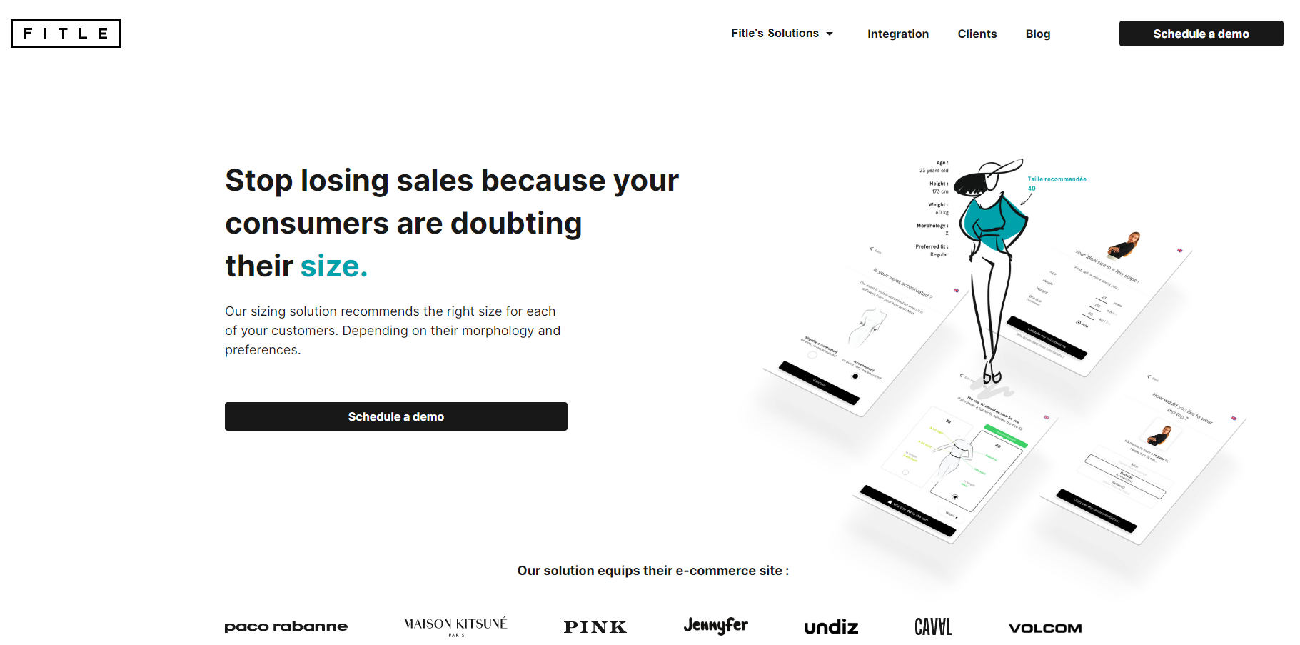 Maattabel ecommerce
