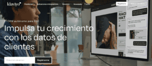 Pantallazo del sitio web Klaviyo, la app Shopify que te ayuda a gestionar el marketing de tu e-commerce.
