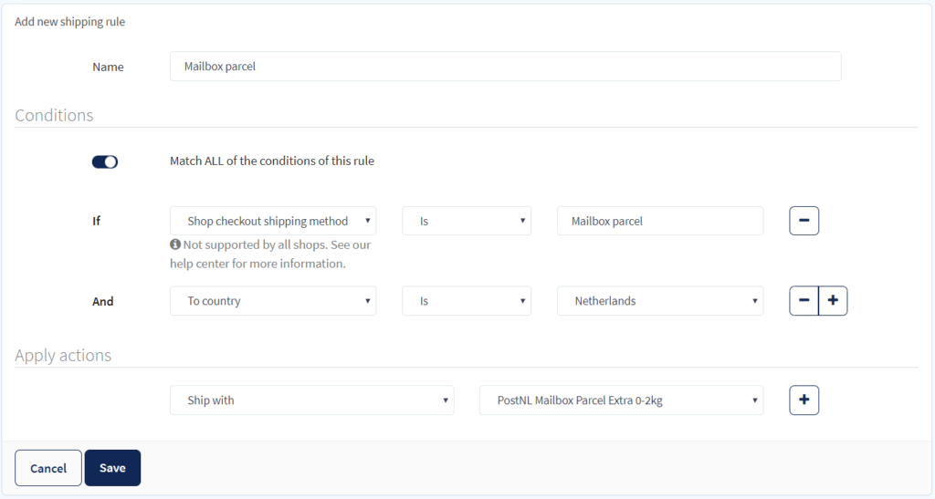 Smart Shipping Rules example