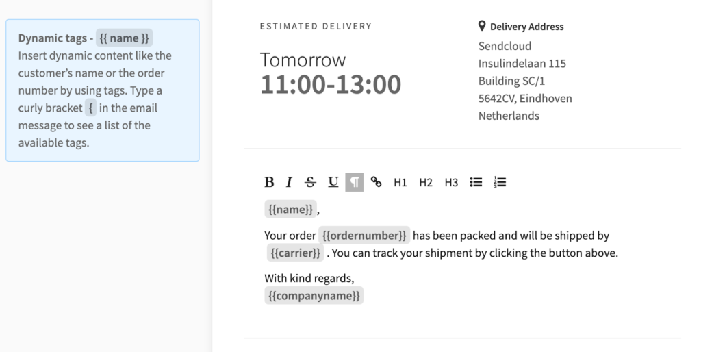 Track & Trace personalization example