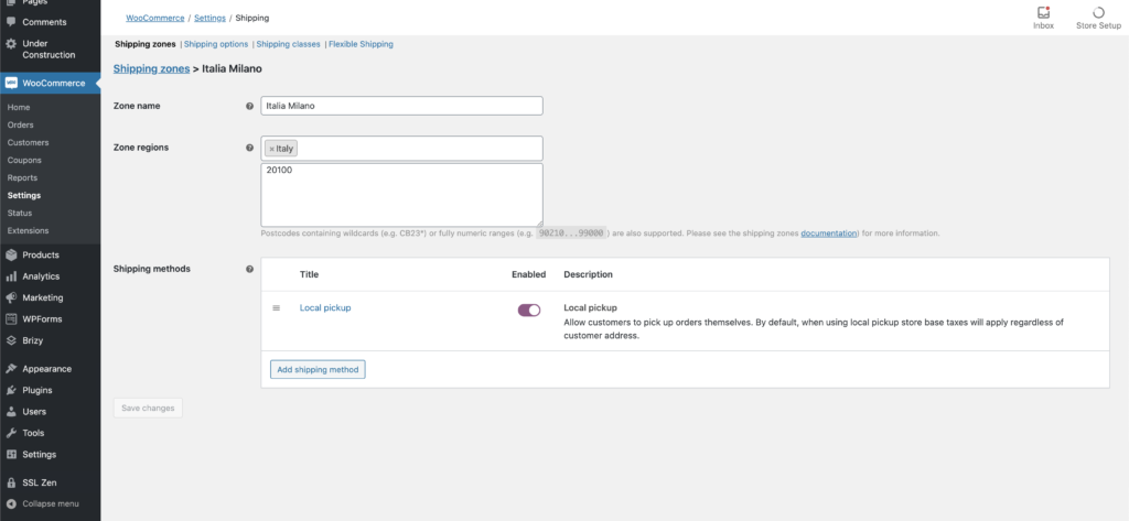 Woocommerce codice postale