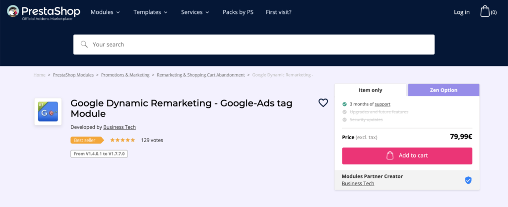 Google dynamic remarketing module