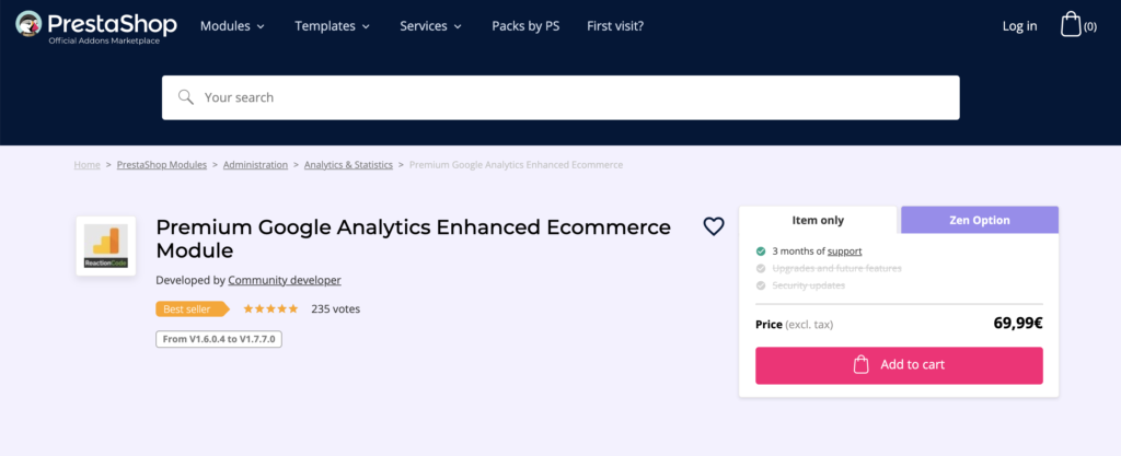 prestashop addon premium google analytics enhanced ecommerce