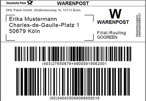 Warenpost: Kleines Etikett