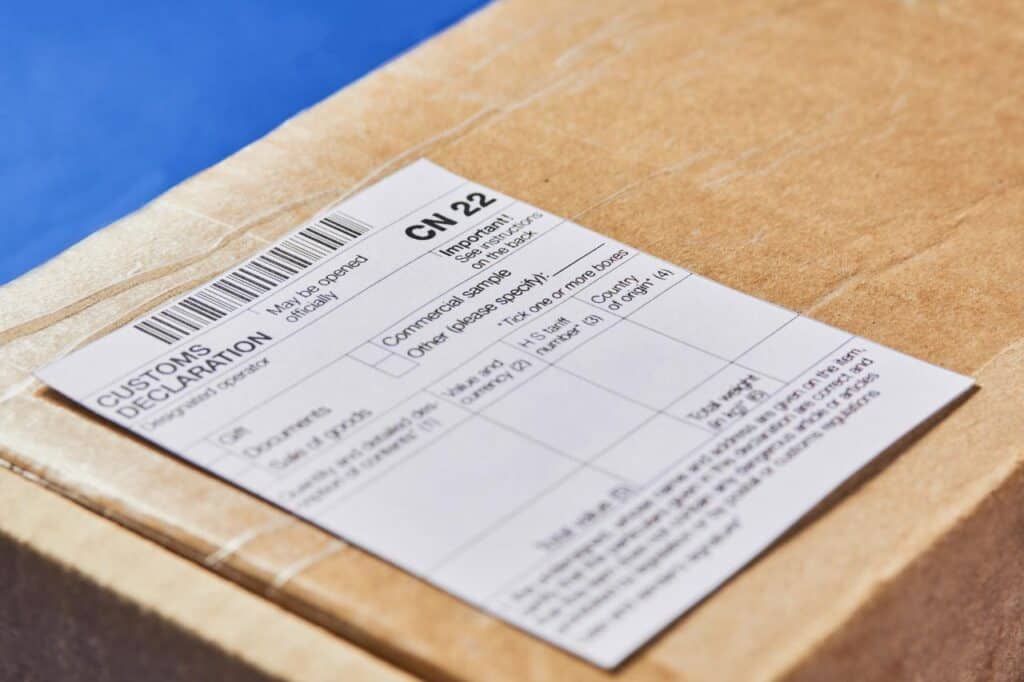 Shipping problems with customs declaration parcel form CN22