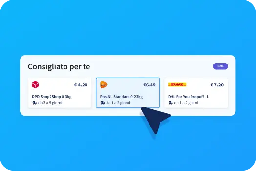 Selezione del corriere consigliato per migliori tariffe di spedizione
