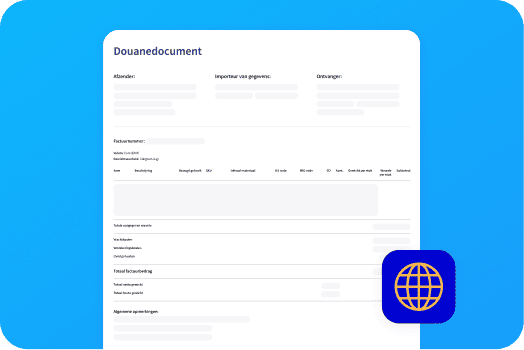 Voorbeeld van een douanedocument