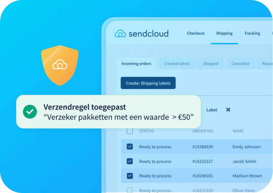 overview van inkomende orders met de melding 'verzendregel toegepast'
