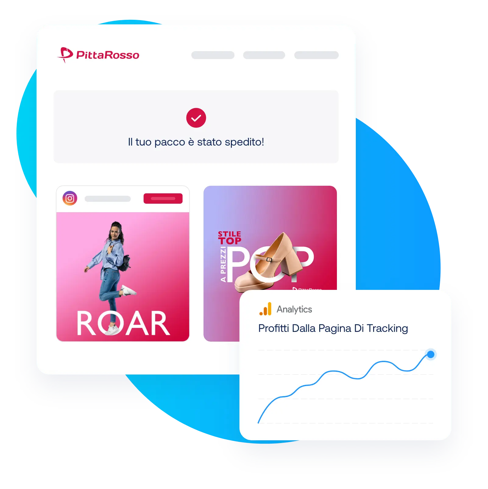 Pagina di tracking di Sendcloud con analytics