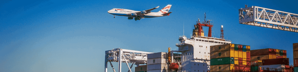 Aereo e nave cargo per certificato d'origine spedizioni
