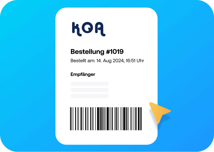 Beispiel eines UPS Versandetiketts am Unternehmen KOA Surfshop