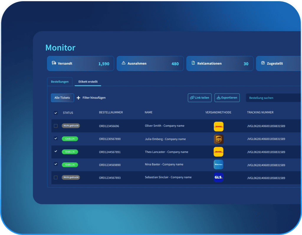 Screenshot vom Sendclouda Feature Kundenservice Automatisierung mit Fokus auf Monitor