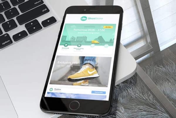 phone showing a branded tracking page as a post purchase upsell example