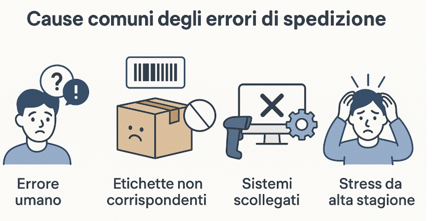 Errore umano Etichette non corrispondenti Nessun controllo mediante scansione Sistemi scollegati Stress da alta stagione 