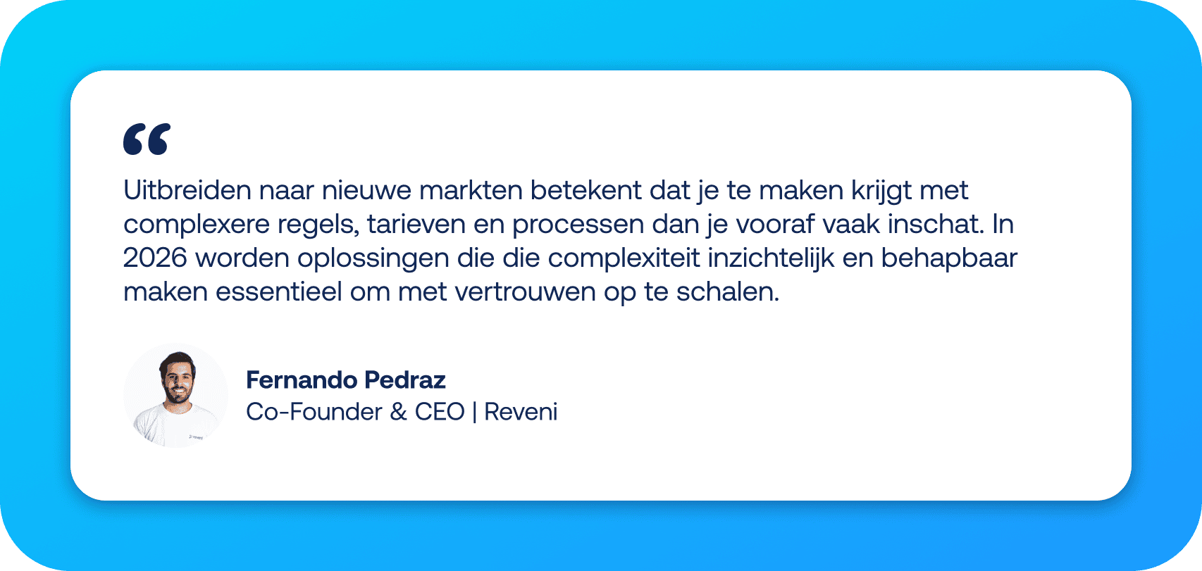 Fernando Pedraz, co‑founder & CEO van Reveni: Internationaal vertrouwen wordt een conversie‑driver