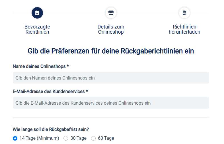 Screenshot von Sendclouds Tool für Rückgaberichtlinien
