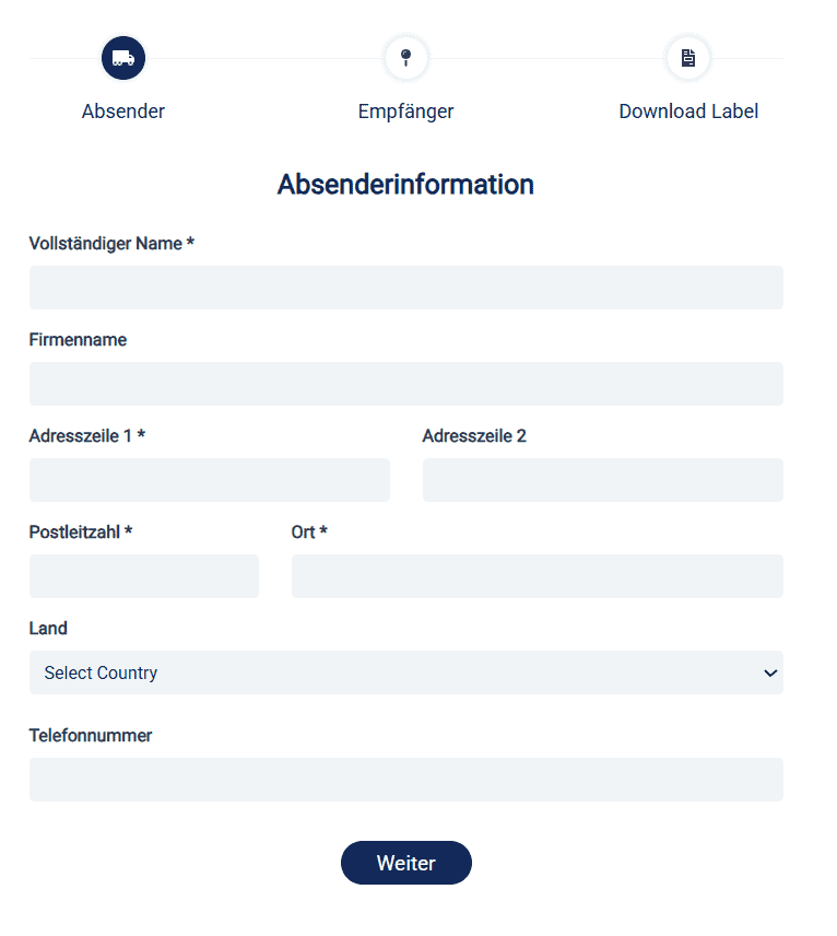 Screenshot des Versandlabel tools von Sendcloud