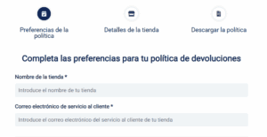 Pantallazo de la herramienta de política de devoluciones de Sendcloud.